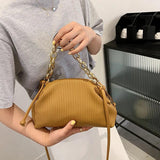 Green Leather Chain Crossbody Bag for Women