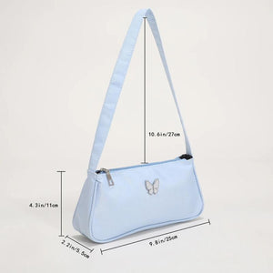 Butterfly Print Shoulder Bag Small Purse Top Handle Totes Handbag