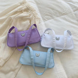Butterfly Print Shoulder Bag Small Purse Top Handle Totes Handbag