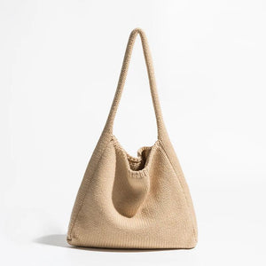 Apricot Crochet Shoulder Purse for Women Underarm Hobo Bag