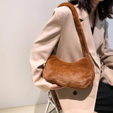 Fluffy Love Heart Tote Bag Autumn Winter Top-handle Street Travel