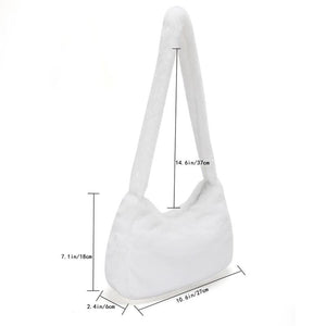 Fluffy Love Heart Tote Bag Autumn Winter Top-handle Street Travel
