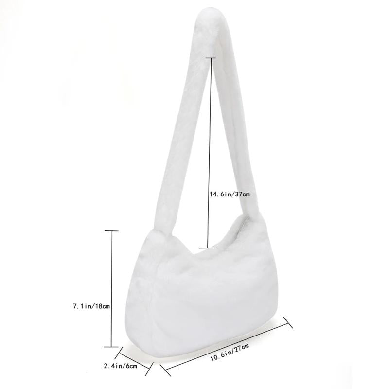 Fluffy Love Heart Tote Bag Autumn Winter Top-handle Street Travel