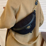Women Plush Fanny Pack Chest Package Handbags