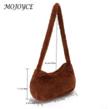 Fluffy Underarm Bags Love Heart Printed Warm Tote Bag for Street Travel