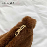 Fluffy Underarm Bags Love Heart Printed Warm Tote Bag for Street Travel