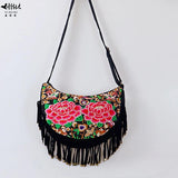 Bohemian Embroidery Flower Bags Hipster Bag Fringe Tassel Women's Handbags
