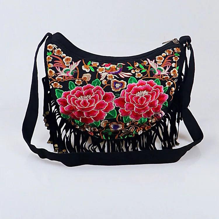 Bohemian Embroidery Flower Bags Hipster Bag Fringe Tassel Women's Handbags