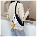 Canvas Chest Bag Female Net Red Bear Shoulder Bags