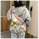 Canvas Chest Bag Female Net Red Bear Shoulder Bags