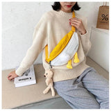 Canvas Chest Bag Female Net Red Bear Shoulder Bags