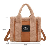 Women's Faux Suede Fur Splicing Tote Small Bag Purse