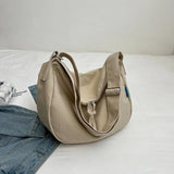 Canvas Crossbody Bags Girls Student Cross-body Schoolbag Solid Shoulder Bag