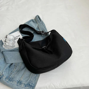 Canvas Crossbody Bags Girls Student Cross-body Schoolbag Solid Shoulder Bag