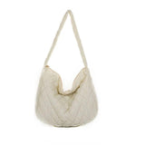 Women Puffy Handbag Winter Quilted Tote Bag Plaid Shoulder Bags