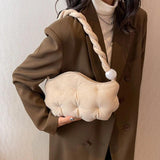 Plush Shopping Bag Retro Rope Handle Tote Clutch Bag For Women