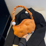 Plush Shopping Bag Retro Rope Handle Tote Clutch Bag For Women