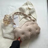 Plush Shopping Bag Retro Rope Handle Tote Clutch Bag For Women
