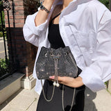 Vintage Crystal Lady Crossbody Bag Chain Sparkling High-quality Female