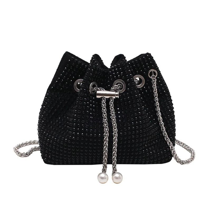 Vintage Crystal Lady Crossbody Bag Chain Sparkling High-quality Female