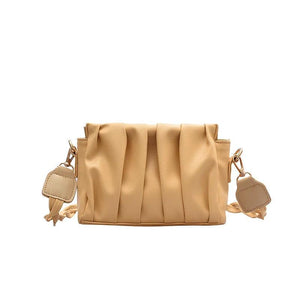 Solid Pleated Tote Bag PU Leather Women's Handbag
