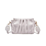 Solid Pleated Tote Bag PU Leather Women's Handbag