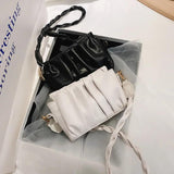 Solid Pleated Tote Bag PU Leather Women's Handbag