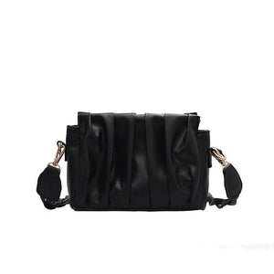 Solid Pleated Tote Bag PU Leather Women's Handbag