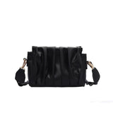 Solid Pleated Tote Bag PU Leather Women's Handbag