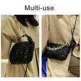 Lingge Chain Shoulder Bag - Women Crossbody Messenger Handbag