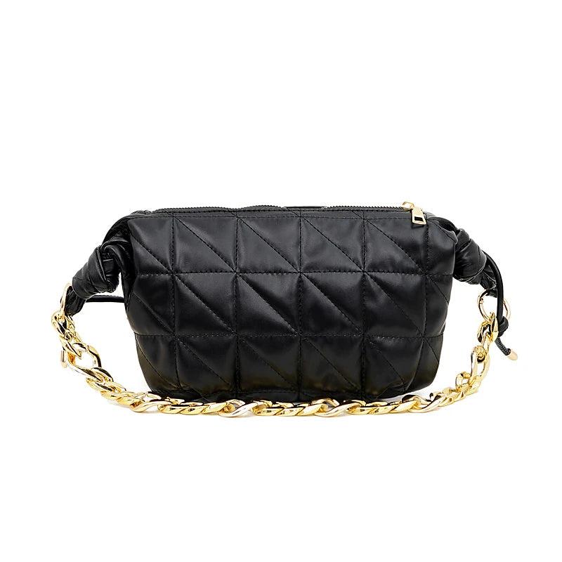Lingge Chain Shoulder Bag - Women Crossbody Messenger Handbag
