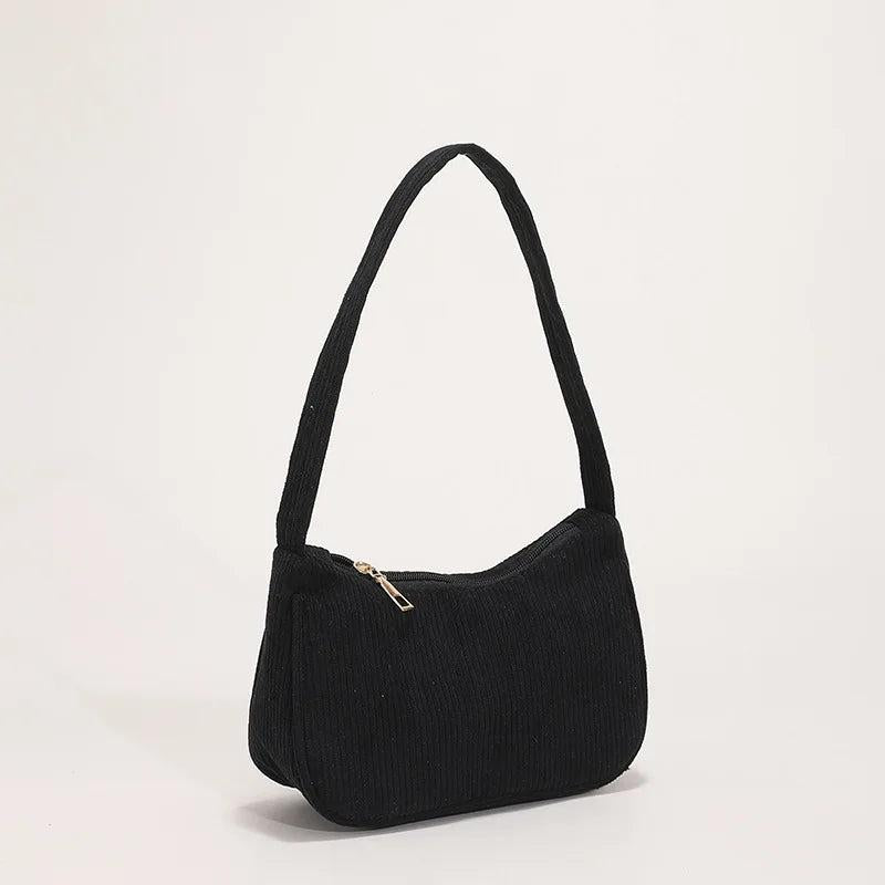 Casual Corduroy Shoulder Bag for Women Travel Portable Handbag