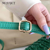 Pleated Plaid Underarm Handbag Casual Soft Hasp for Evening Banquet