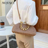 Pleated Plaid Underarm Handbag Casual Soft Hasp for Evening Banquet