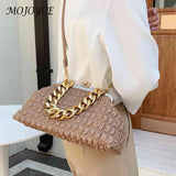 Thick Chain Clutch Bag Plaid Underarm Bag Casual Soft Hasp for Evening Banquet