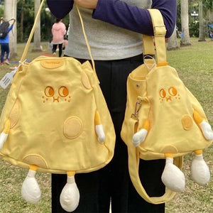 Canvas Cheese Pattern Tote Bag for Women