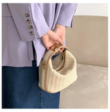 Straw Shoulder Bag for Women Bohemian Beach Tote Beige