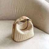 Straw Shoulder Bag for Women Bohemian Beach Tote Beige