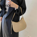 Half Moon Small One Shoulder Bag Ladies PU Leather Handbag Tote