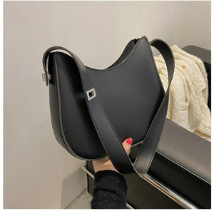 Half Moon Small One Shoulder Bag Ladies PU Leather Handbag Tote