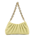 Pink Plush Shoulder Bag with Thick Chain for Women