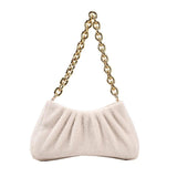 Pink Plush Shoulder Bag with Thick Chain for Women