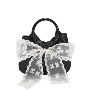 Lace Bow Women's Totes Bag Fashionable Handbag Sweet Summer Purses