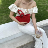 Summer Woven Bag Shoulder Straw Basket Handbag