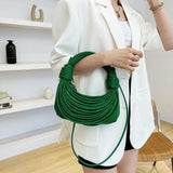 Hand Woven Leather Line Weave Strap Hobos Clutch Purse