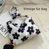 Woman Plush Shoulder Bag Large Capacity Handbag Organizers Zipper Closure Bags