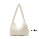Woman Plush Shoulder Bag Large Capacity Handbag Organizers Zipper Closure Bags