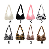 Woman Plush Shoulder Bag Large Capacity Handbag Organizers Zipper Closure Bags
