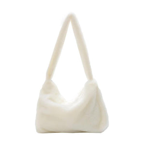 Woman Plush Shoulder Bag Large Capacity Handbag Organizers Zipper Closure Bags