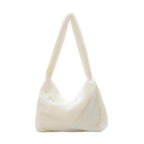 Woman Plush Shoulder Bag Large Capacity Handbag Organizers Zipper Closure Bags